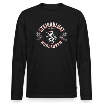 Steiermark Steirabluat Is Koa Nudlsuppn Design - Männer Premium Bio Langarmshirt - Schwarz - Vorne - Nico (187cm)