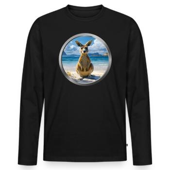 Kangaroo Animal - Men's Premium Organic Long Sleeve Shirt - black - Front - Nico (187cm)