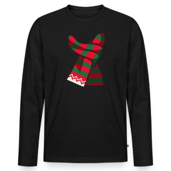 Christmas - Weihnachtsschal - Männer Premium Bio Langarmshirt - Schwarz - Vorne - Nico (187cm)
