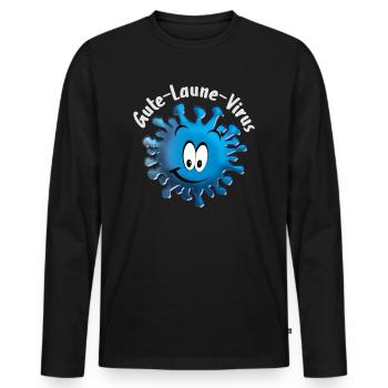 Gute Laune Virus - Männer Premium Bio Langarmshirt - Schwarz - Vorne - Nico (187cm)