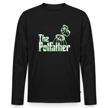Le Potfather | Cadeau d'éleveur jardinier - T-shirt manches longues Premium bio Homme - noir - Devant - Nico (187cm)