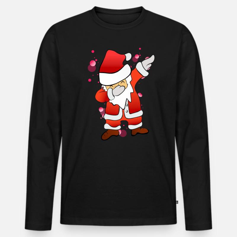 Dabbing Nikolaus - Männer Premium Bio Langarmshirt - Schwarz