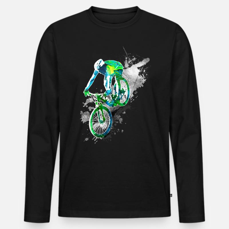 Downhill action - Männer Premium Bio Langarmshirt - Schwarz