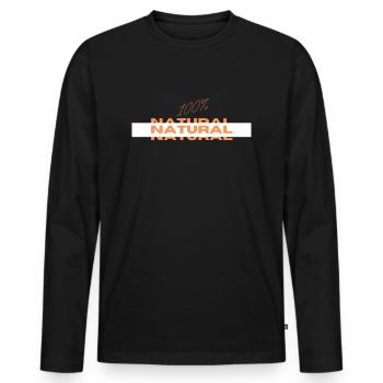 100% Natural - Männer Premium Bio Langarmshirt - Schwarz - Vorne - Nico (187cm)