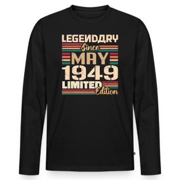 May 1949 May - Jubilee May 1949 - Men's Premium Organic Long Sleeve Shirt - black - Front - Nico (187cm)