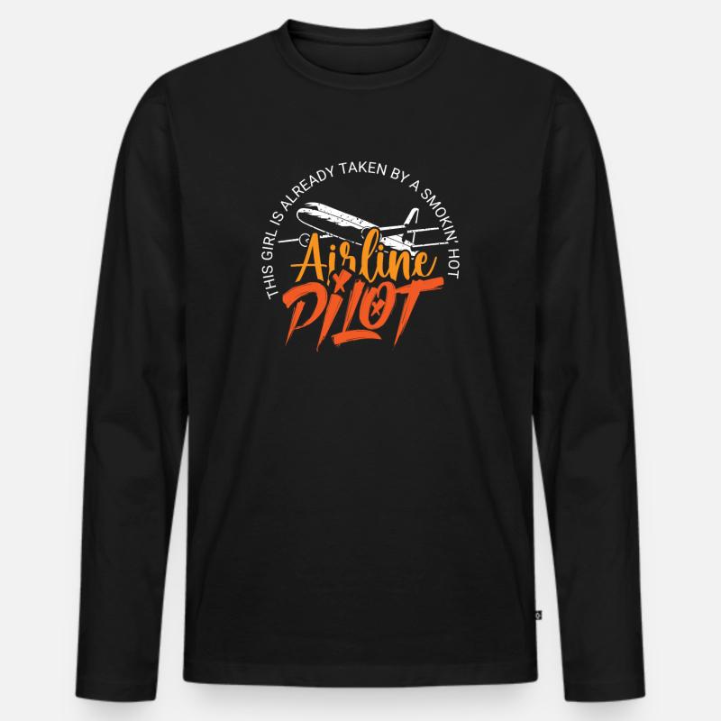 Pilot Captain Pilot Glider - Men's Premium Organic Long Sleeve Shirt - black