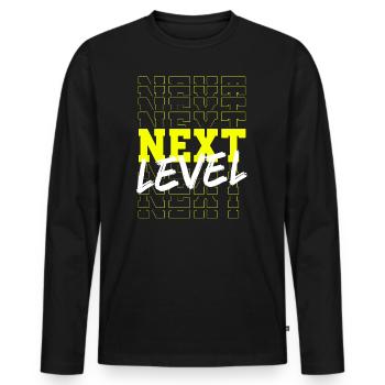 Niveau suivant - T-shirt manches longues Premium bio Homme - noir - Devant - Nico (187cm)
