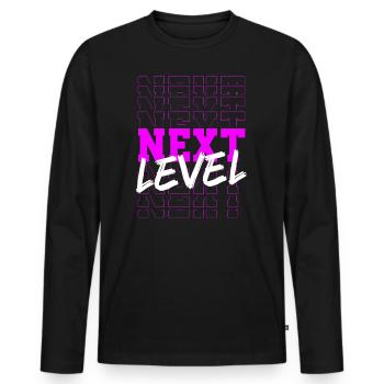 Next level magenta typography design - Men's Premium Organic Long Sleeve Shirt - black - Front - Nico (187cm)