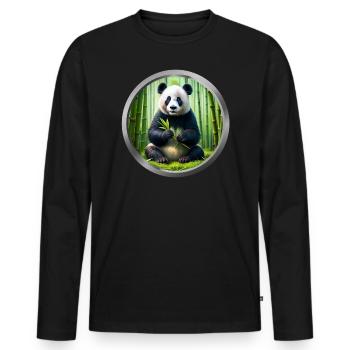 Panda Animal - Men's Premium Organic Long Sleeve Shirt - black - Front - Nico (187cm)