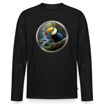 Toucan Animal - Men's Premium Organic Long Sleeve Shirt - black - Front - Nico (187cm)