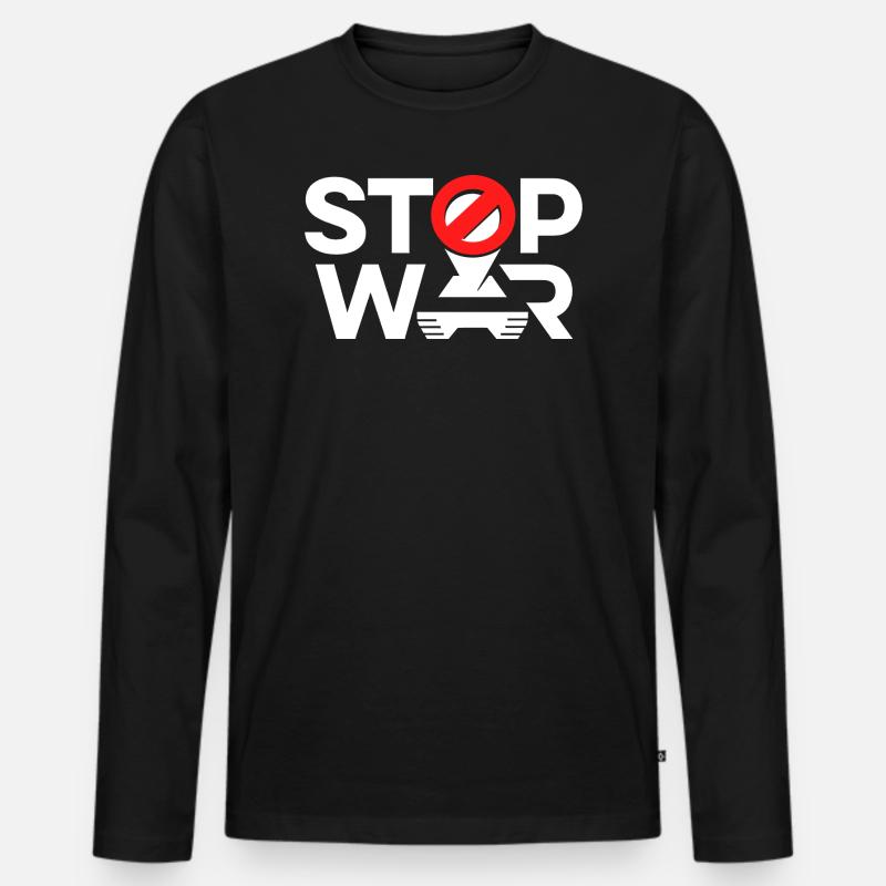 Stop War - Männer Premium Bio Langarmshirt - Schwarz