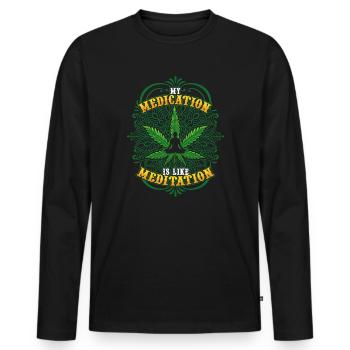 Hanf Unkraut Lustiges Cannabis Marihuana THC - Männer Premium Bio Langarmshirt - Schwarz - Vorne - Nico (187cm)