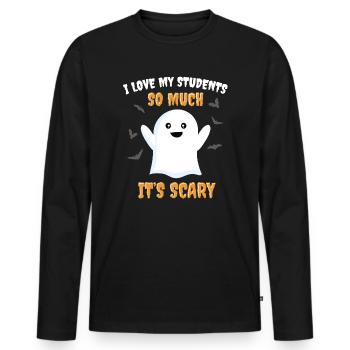 Lustiger Lehrer Halloween Ich liebe meine Schüler - Männer Premium Bio Langarmshirt - Schwarz - Vorne - Nico (187cm)