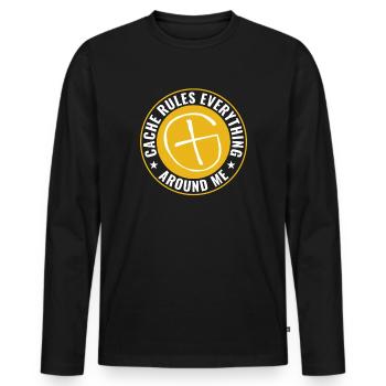 Geocaching Cache Regeln Alles Um Mich Herum - Männer Premium Bio Langarmshirt - Schwarz - Vorne - Nico (187cm)