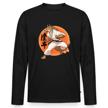 Karate Wolf Kampfkunst Wolf Design - Männer Premium Bio Langarmshirt - Schwarz - Vorne - Nico (187cm)
