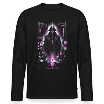 Tokyo Street Art Vaporwave - Men's Premium Organic Long Sleeve Shirt - black - Front - Nico (187cm)