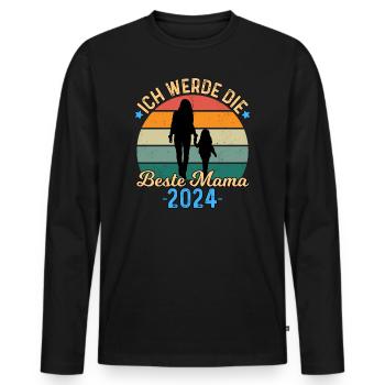 Ich Werde Die Beste Mama 2024 - Männer Premium Bio Langarmshirt - Schwarz - Vorne - Nico (187cm)
