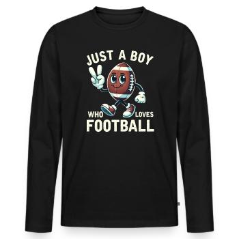 Juste un garçon qui aime les garçons de football hommes - T-shirt manches longues Premium bio Homme - noir - Devant - Nico (187cm)