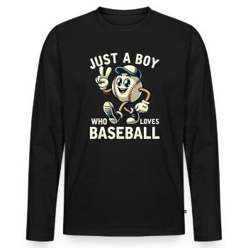 Just A Boy Who Loves Baseball Boys Men - Men's Premium Organic Long Sleeve Shirt - black - Front - Nico (187cm)