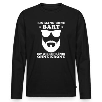 Ein Mann ohne Bart Vollbart Bartträger Bärtig - Männer Premium Bio Langarmshirt - Schwarz - Vorne - Nico (187cm)