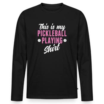 Joueur de pickleball C’est mon pickleball - T-shirt manches longues Premium bio Homme - noir - Devant - Nico (187cm)