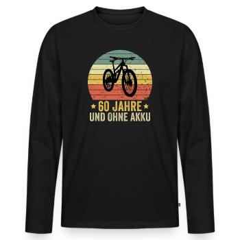 60 Years and Without Battery - 1964 Birthday Design - Men's Premium Organic Long Sleeve Shirt - black - Front - Nico (187cm)