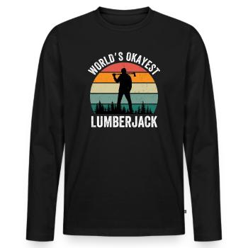Le bûcheron le plus correct du monde - T-shirt manches longues Premium bio Homme - noir - Devant - Nico (187cm)