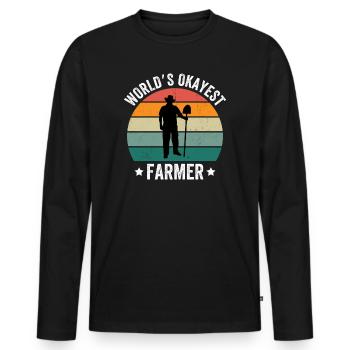 World's Okayest Farmer - Männer Premium Bio Langarmshirt - Schwarz - Vorne - Nico (187cm)