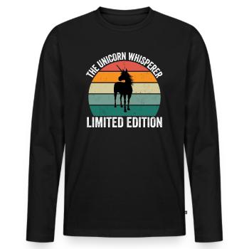 La licorne qui murmure à l’oreille - T-shirt manches longues Premium bio Homme - noir - Devant - Nico (187cm)