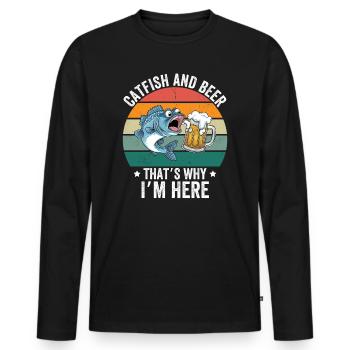 Catfish & Beer That's Why I'm Here - Men's Premium Organic Long Sleeve Shirt - black - Front - Nico (187cm)
