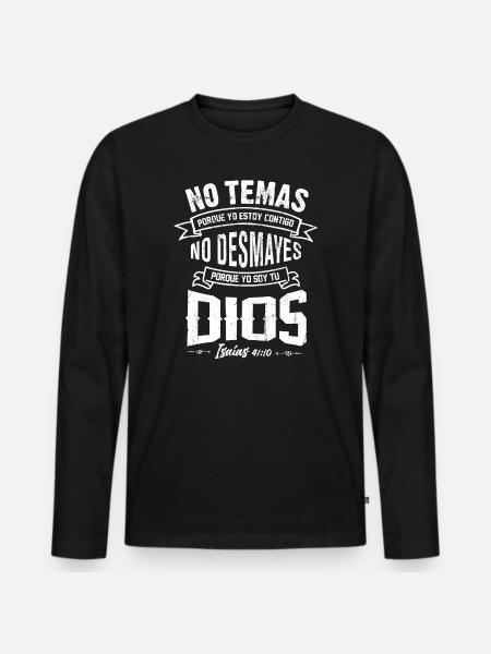 NO TEMAS Christians bibelvers citat på spansk - Premium økologisk langærmet T-shirt til mænd - sort