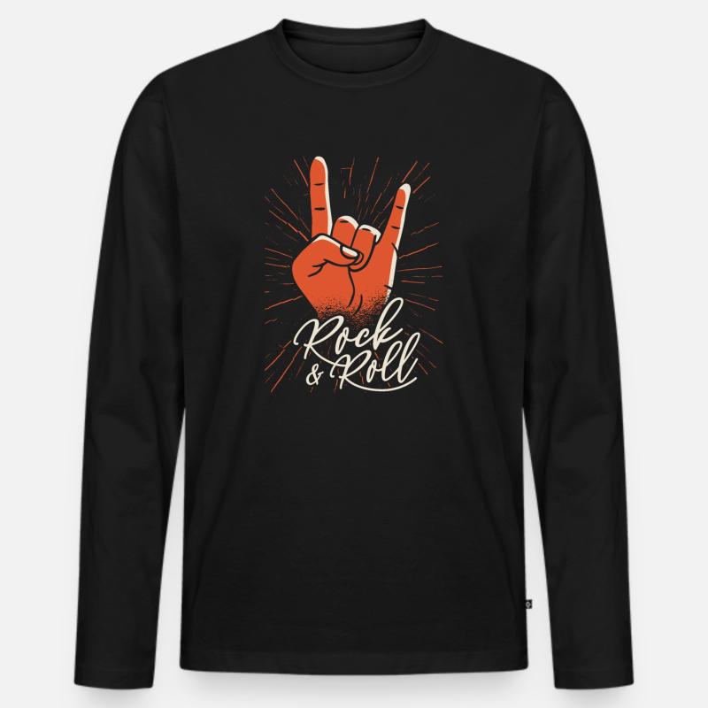 Rock and Roll - Männer Premium Bio Langarmshirt - Schwarz