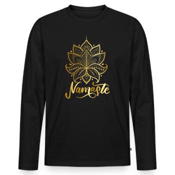 Namaste celestial flower - T-shirt manches longues Premium bio Homme - noir - Devant - Nico (187cm)