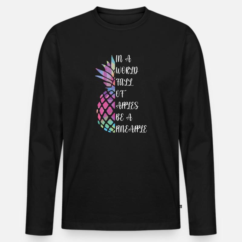 Pineapple - Männer Premium Bio Langarmshirt - Schwarz