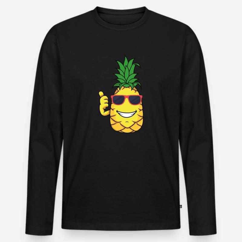 Pineapple - Männer Premium Bio Langarmshirt - Schwarz