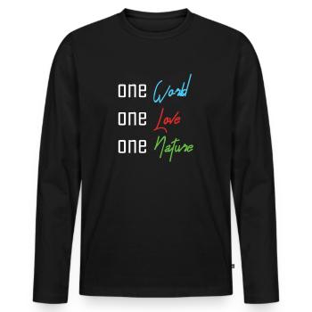 Sustainability - Nachhaltigkeit - Männer Premium Bio Langarmshirt - Schwarz - Vorne - Nico (187cm)
