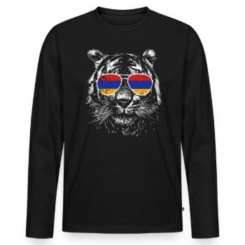 Arménie Arménie Lunettes de soleil Drapeau du tigre Drapeau - T-shirt manches longues Premium bio Homme - noir - Devant - Nico (187cm)