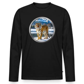 Tiger Animal - Men's Premium Organic Long Sleeve Shirt - black - Front - Nico (187cm)