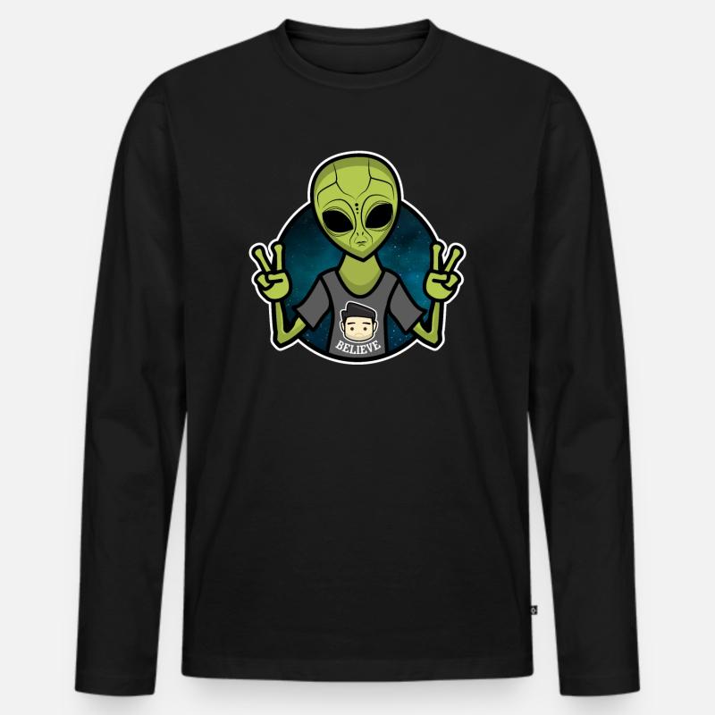 Alien glauben - Männer Premium Bio Langarmshirt - Schwarz