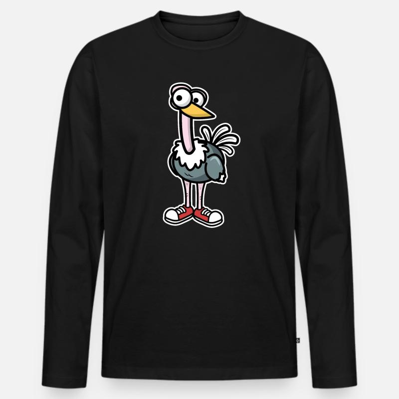 Strauß - Männer Premium Bio Langarmshirt - Schwarz