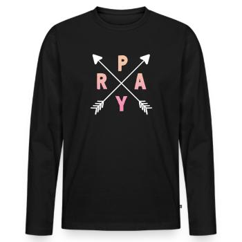 Christian Prayer Arrows Pray Power Prayer Pink - Men's Premium Organic Long Sleeve Shirt - black - Front - Nico (187cm)