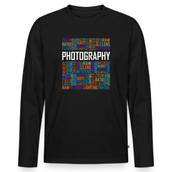 Photography Words - Men's Premium Organic Long Sleeve Shirt - black - Front - Nico (187cm)