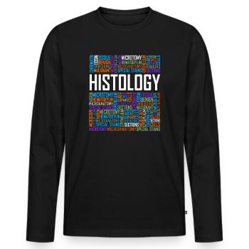 Histology Words - Men's Premium Organic Long Sleeve Shirt - black - Front - Nico (187cm)