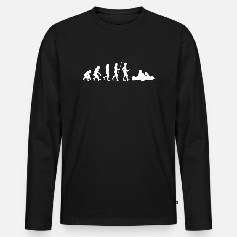 Go Kart Human Evolution - Men's Premium Organic Long Sleeve Shirt - black