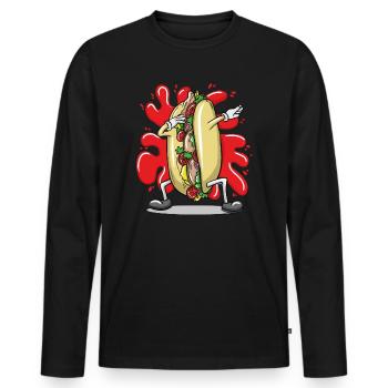 Sandwich abtupfen - Männer Premium Bio Langarmshirt - Schwarz - Vorne - Nico (187cm)
