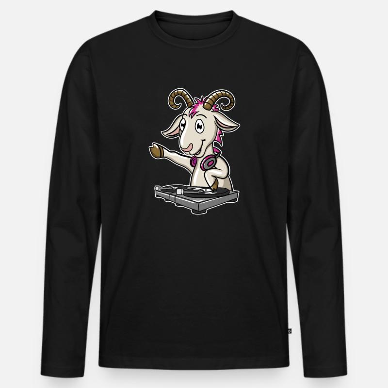 DJ Ziege - Männer Premium Bio Langarmshirt - Schwarz