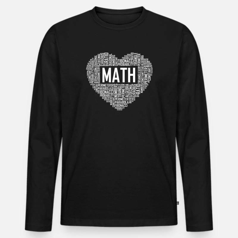 Mathe-Herz - Männer Premium Bio Langarmshirt - Schwarz