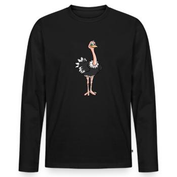 Ostrich - Men's Premium Organic Long Sleeve Shirt - black - Front - Nico (187cm)