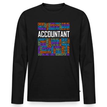 Accountant Words - Men's Premium Organic Long Sleeve Shirt - black - Front - Nico (187cm)