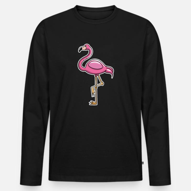 Flamingo - Männer Premium Bio Langarmshirt - Schwarz